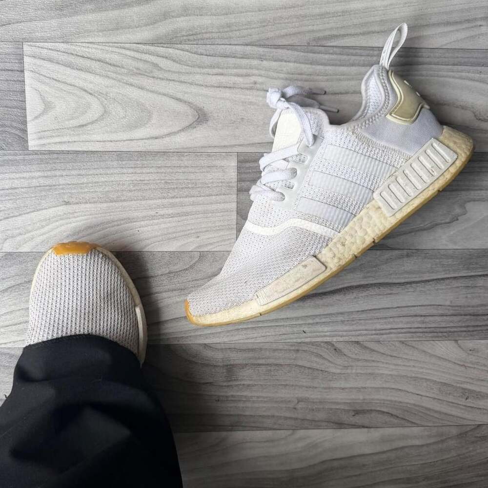 Adidas NMD R1 Primeknit White Gum Sole Sneakers Mens 11